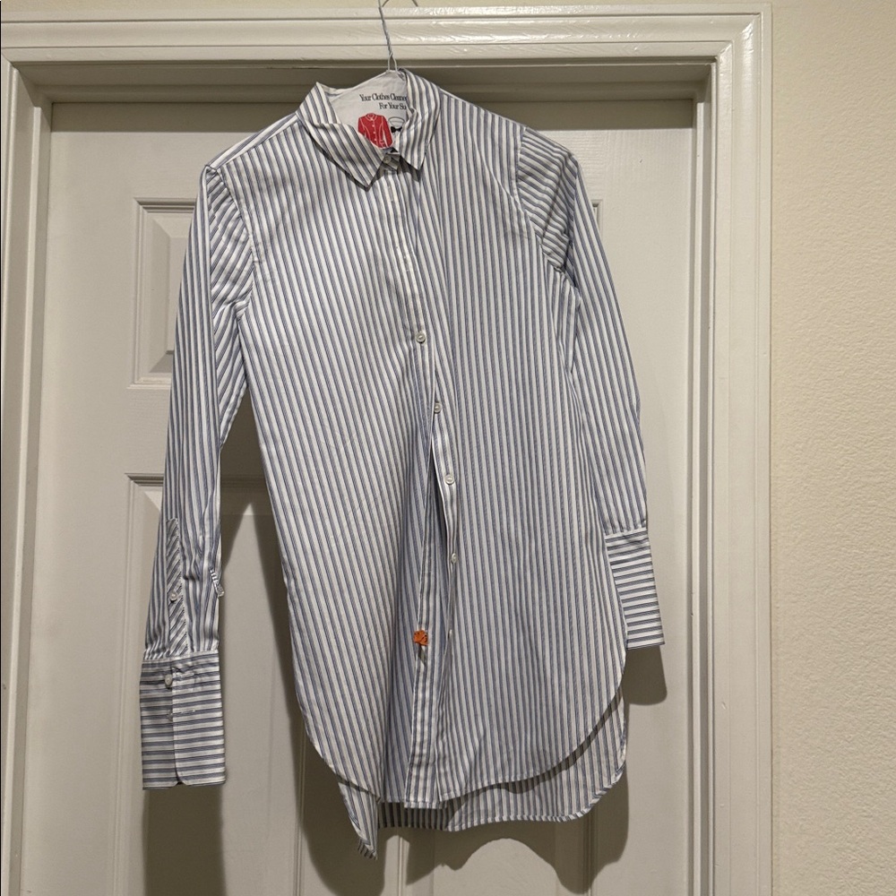J. Crew Blue and White Striped Blouse